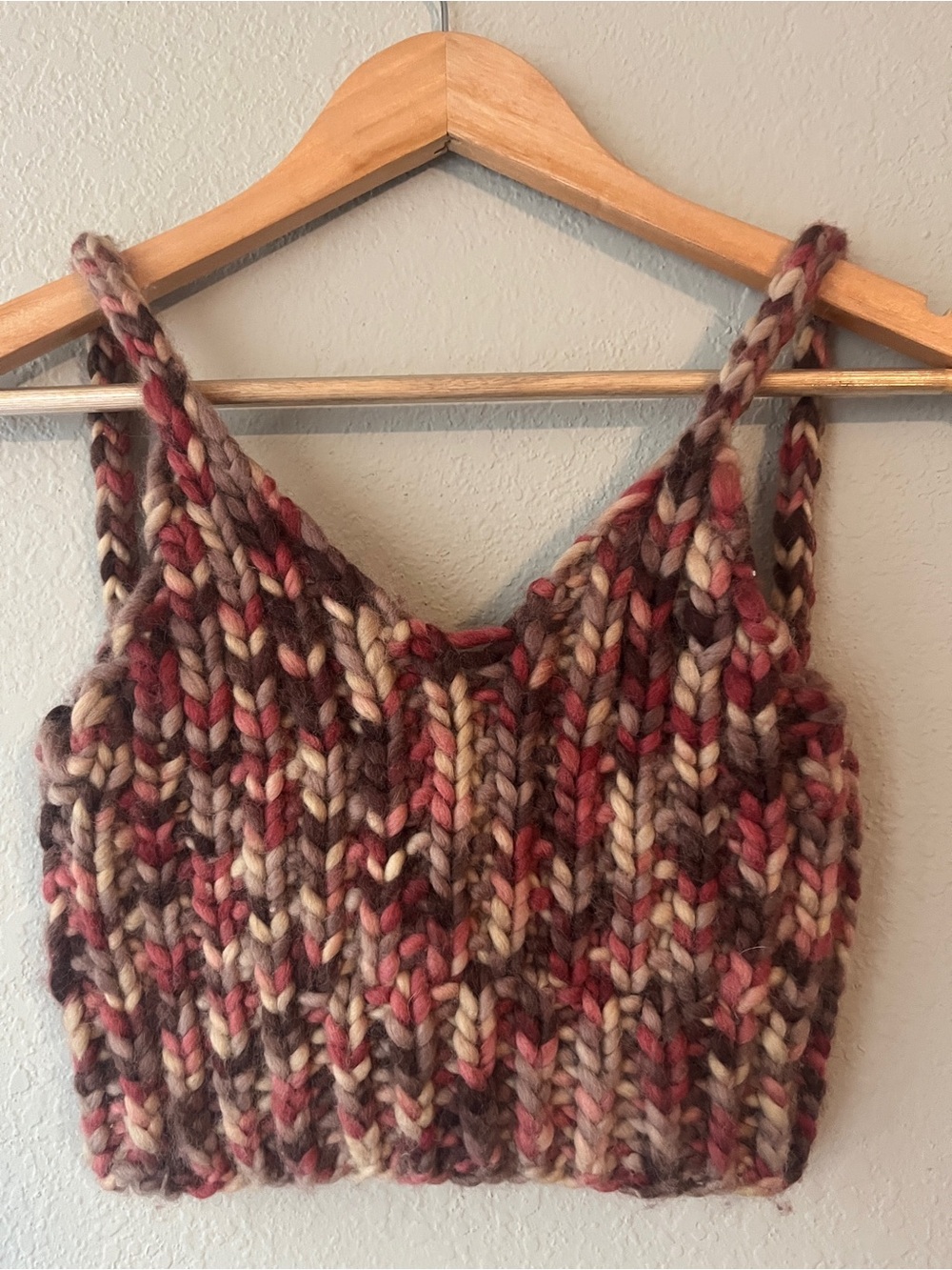 Knit Merino Wool Chunky Ribbed Cropped Tank Top